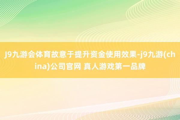 J9九游会体育故意于提升资金使用效果-j9九游(china)公司官网 真人游戏第一品牌