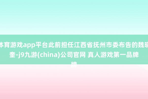 体育游戏app平台此前担任江西省抚州市委布告的魏晓奎-j9九游(china)公司官网 真人游戏第一品牌